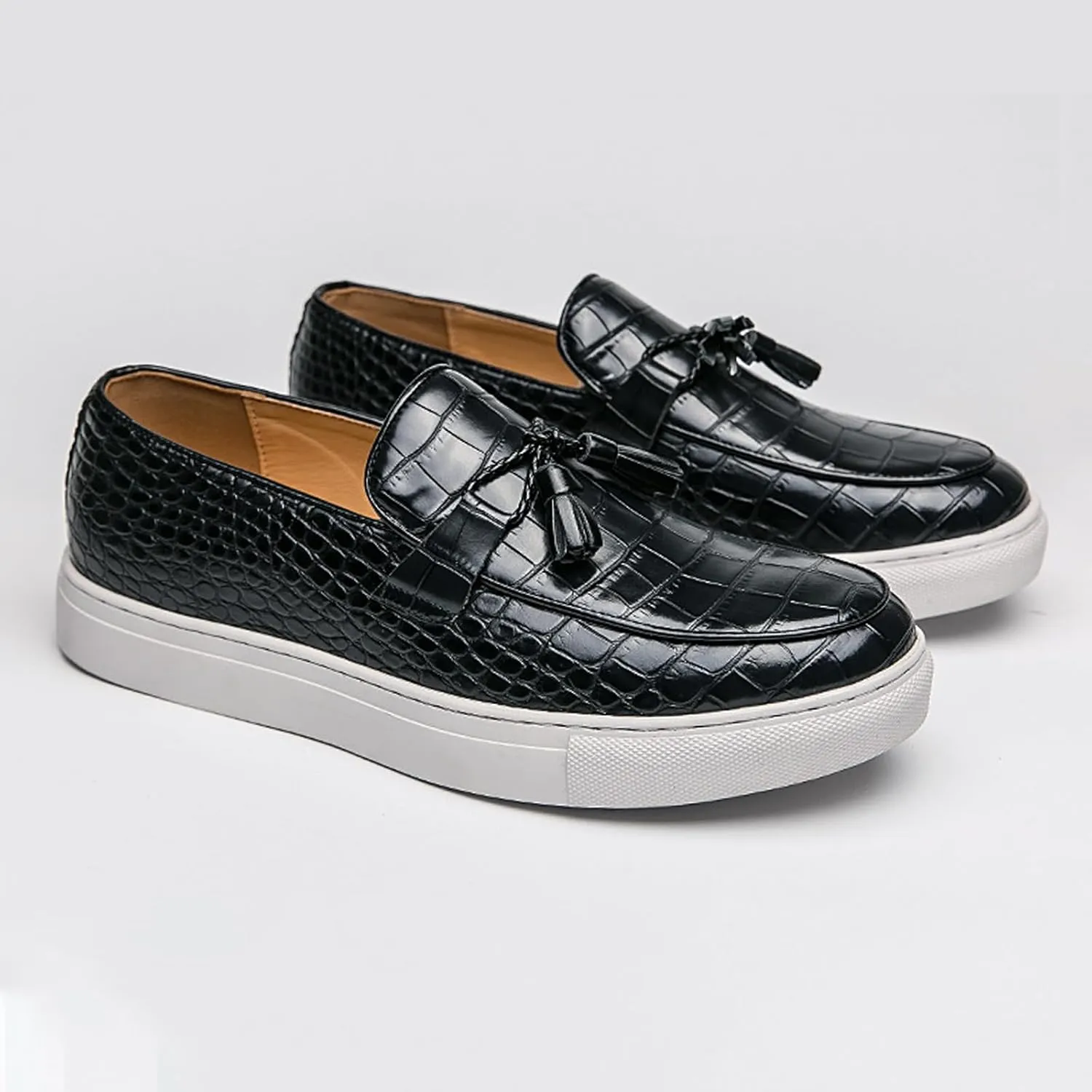 Men's Vintage Leather Tassel Slip-On Dress Loafers Fashion Breathable Non-Slip Smoking Formal Shoes Business Wedding Party Shoes