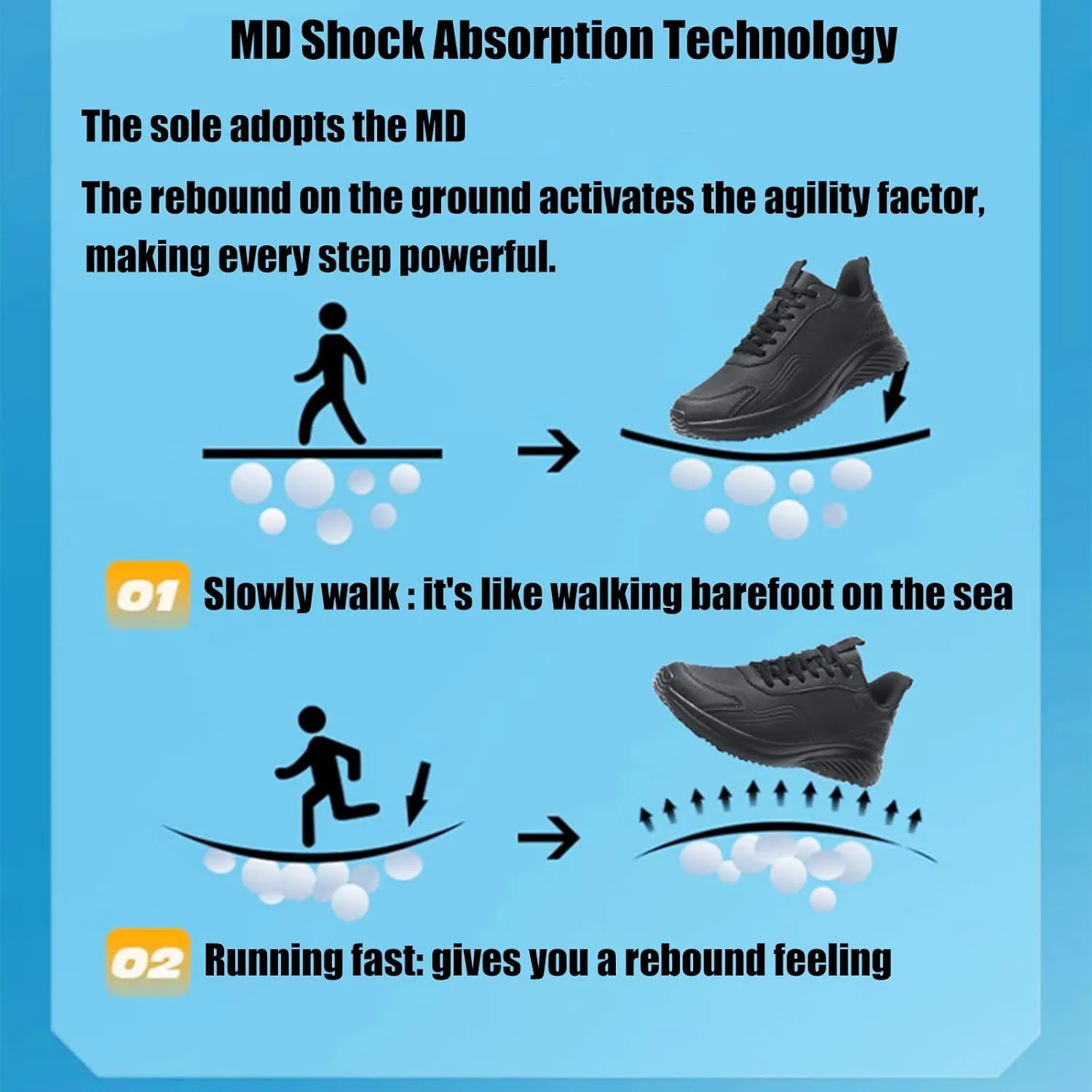 Men's Waterproof Leather Shock Absorbing Running Shoes Classic Round Toe Lace Up Outdoor Casual Walking Shoes Lightweight Non-Slip Comfortable Hiking Sneakers