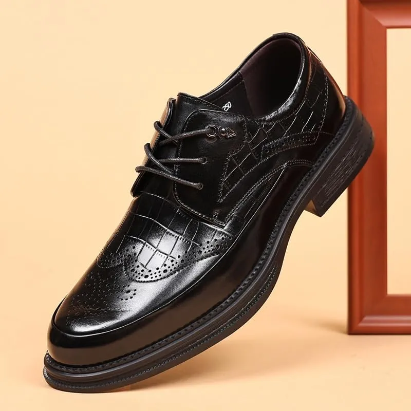 Men's Wingtip Brogue Oxford Shoes Breathable Men Leather Dress Shoes Casual Formal Business Derby Shoes