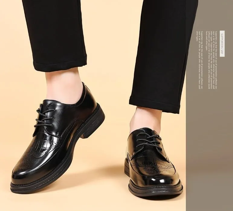 Men's Wingtip Brogue Oxford Shoes Breathable Men Leather Dress Shoes Casual Formal Business Derby Shoes