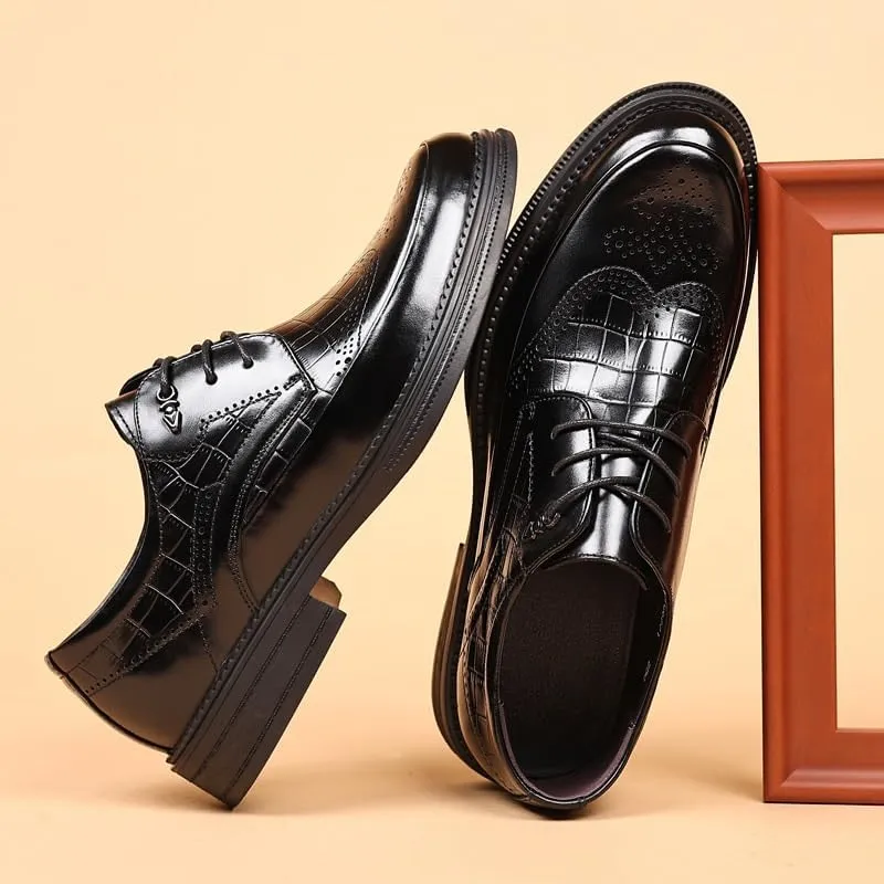 Men's Wingtip Brogue Oxford Shoes Breathable Men Leather Dress Shoes Casual Formal Business Derby Shoes