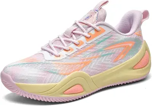 Men's Women's High-Top Basketball Shoes - Breathable Mesh with Cushioned Midsole & Non-Slip Rubber Outsole, Vibrant Split-Color Design Sport Shoes, Indoor/Outdoor Court Sneakers