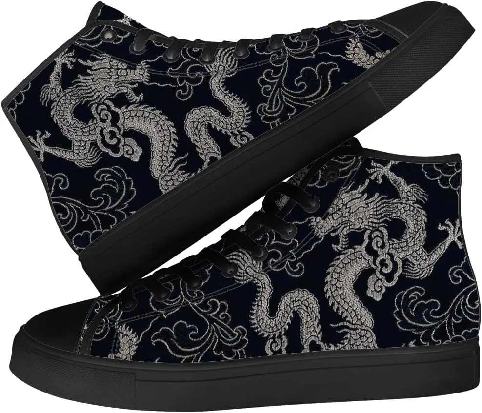 Men's Women's High Top Sneakers High Top Canvas Shoes Dragon Shoes Gifts for Men Women