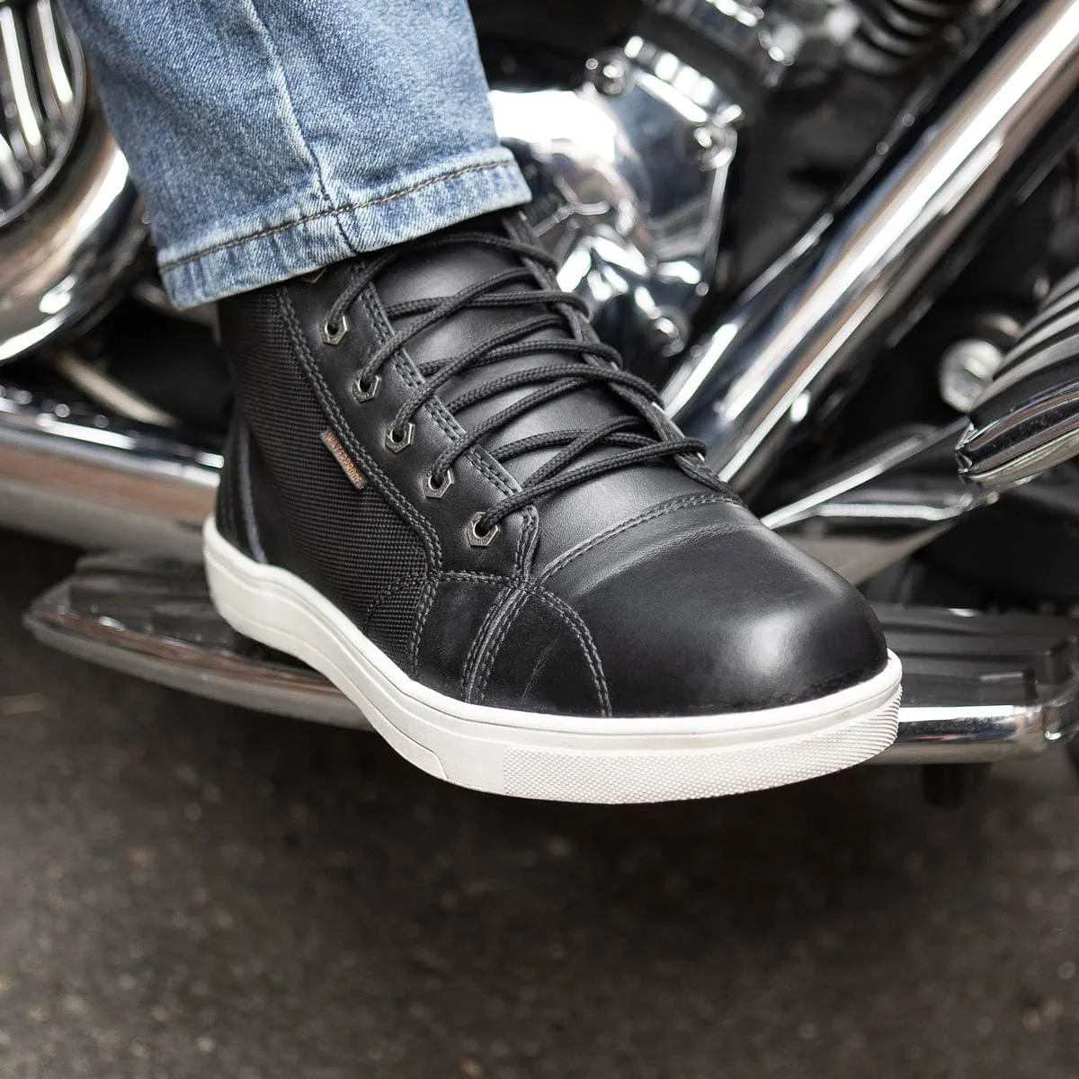 Milwaukee Leather MBM9004WP Men's Waterproof Black Leather Motorcycle Reinforced Street Riding Shoes w/Ankle Support - 11