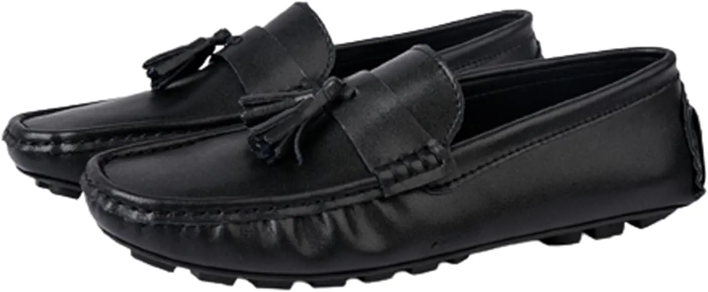 New Men's Loafers Genuine Leather Tassel Stitching Details Round Toe Anti-slip Comfortable Flexible Classic Slip-ons