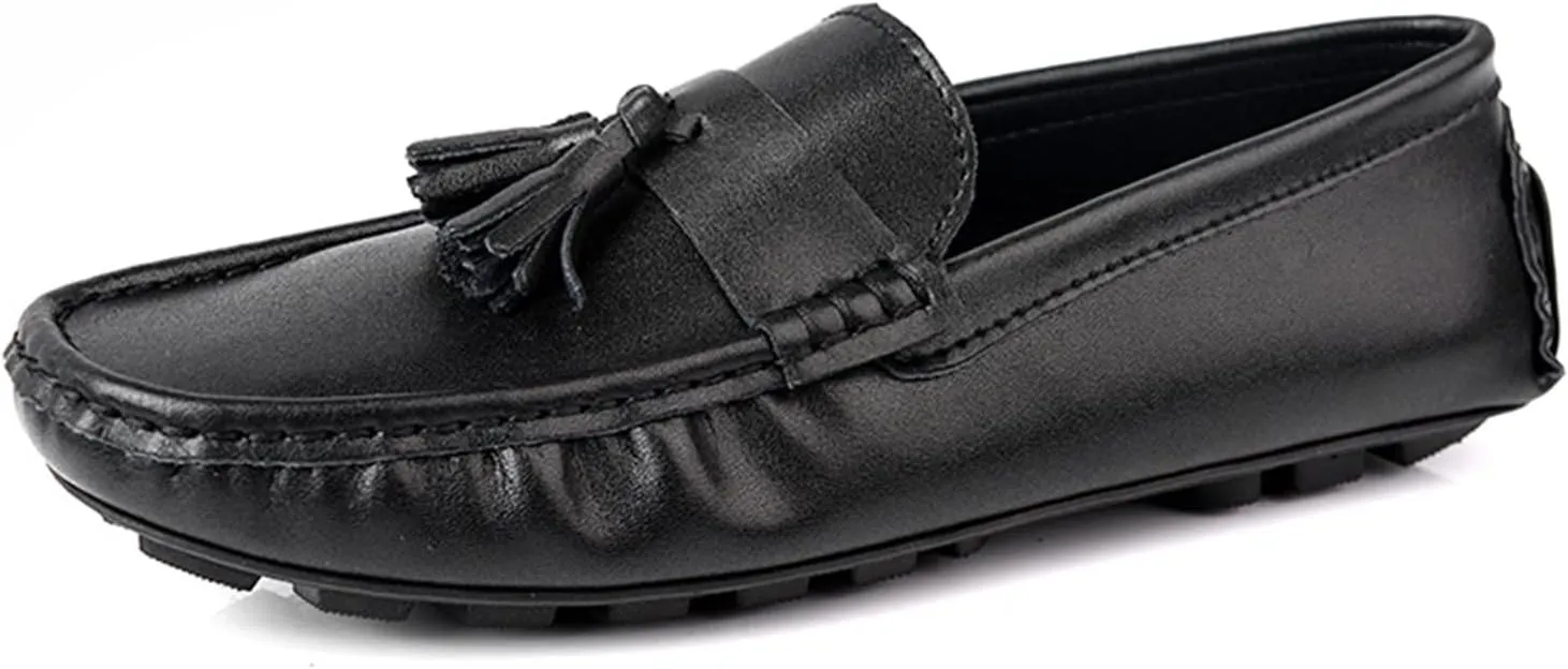New Men's Loafers Genuine Leather Tassel Stitching Details Round Toe Anti-slip Comfortable Flexible Classic Slip-ons