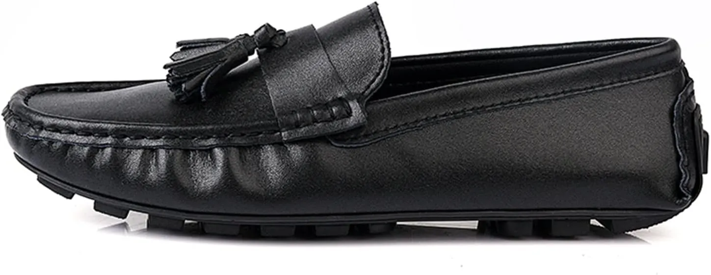 New Men's Loafers Genuine Leather Tassel Stitching Details Round Toe Anti-slip Comfortable Flexible Classic Slip-ons