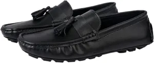 New Men's Loafers Genuine Leather Tassel Stitching Details Round Toe Anti-slip Comfortable Flexible Classic Slip-ons