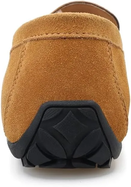New Mens Loafers Shoe Apron Toe Suede Vamp Solid Color Penny Loafer Shoe Slip Resistant Flat Heel Flexible Classic Slip-ons