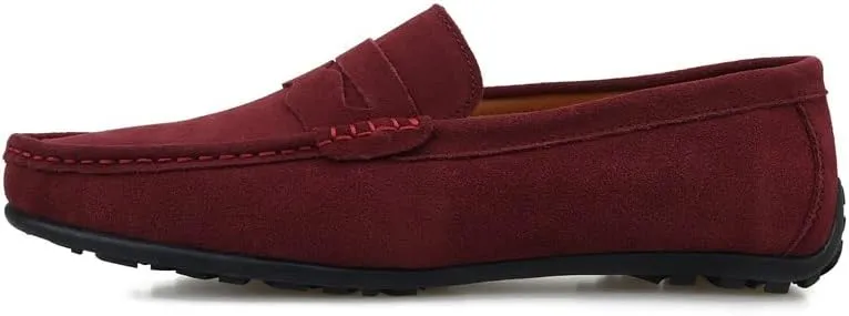 New Mens Loafers Shoe Apron Toe Suede Vamp Solid Color Penny Loafer Shoe Slip Resistant Flat Heel Flexible Classic Slip-ons