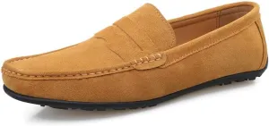 New Mens Loafers Shoe Apron Toe Suede Vamp Solid Color Penny Loafer Shoe Slip Resistant Flat Heel Flexible Classic Slip-ons