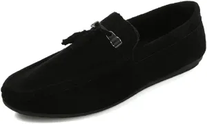 New Men's Loafers Shoes Round Toe Suede Vamp with Tassel Loafer Shoes Comfortable Flat Heel Slip Resistant Casual Classic Slip-ons