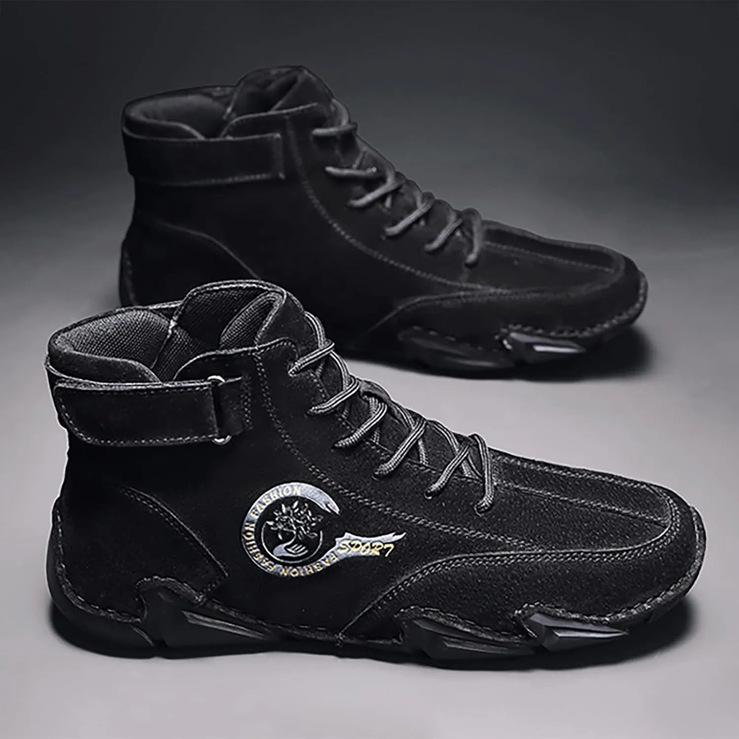 New Spring and Men's Leather Shoes Korean High Top Short Boots Shoe Men's Sneaker
