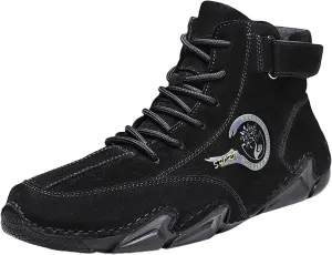 New Spring and Men's Leather Shoes Korean High Top Short Boots Shoe Men's Sneaker