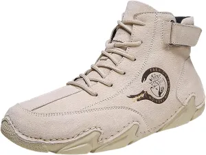 New Spring and Men's Leather Shoes Korean High Top Short Boots Shoe Men's Sneaker