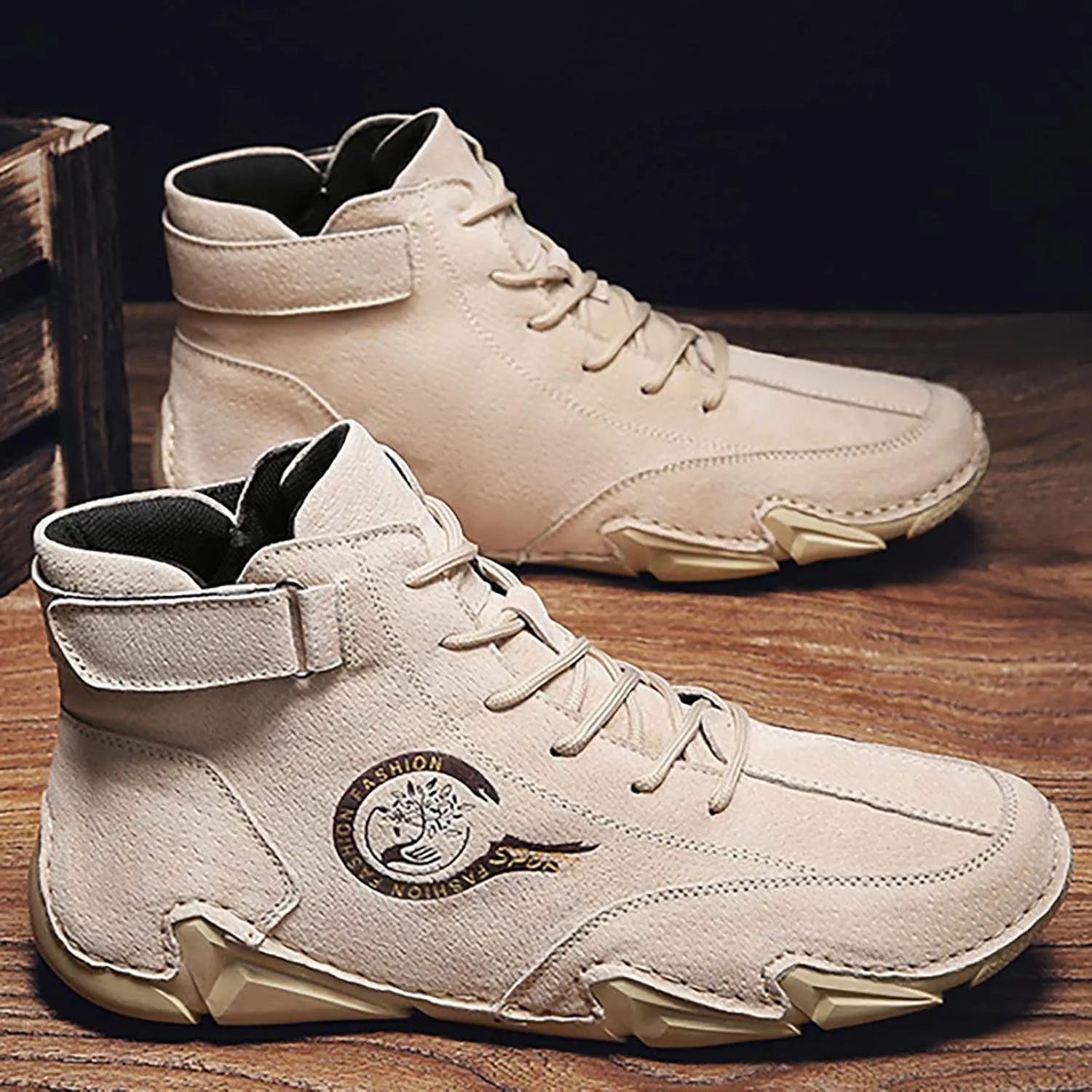 New Spring and Men's Leather Shoes Korean High Top Short Boots Shoe Men's Sneaker