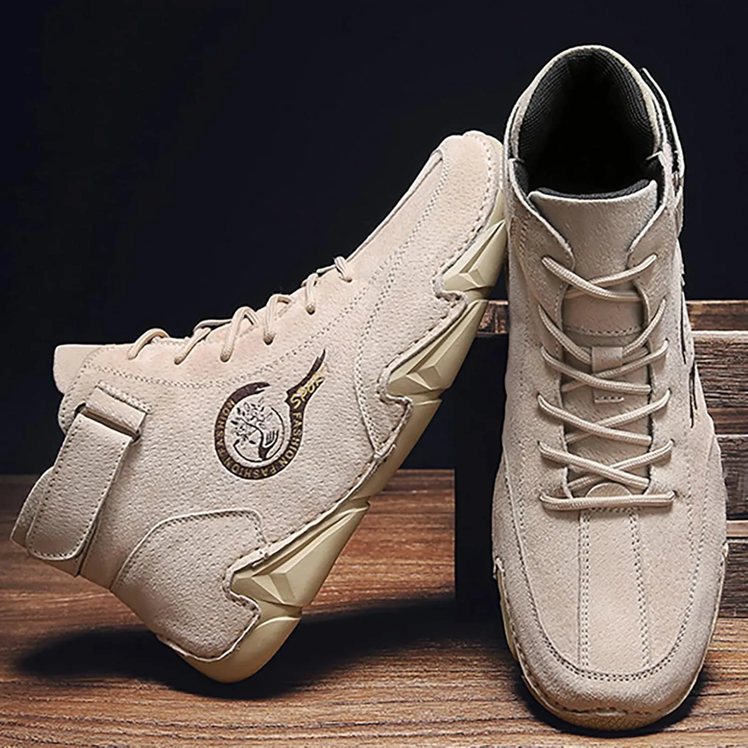 New Spring and Men's Leather Shoes Korean High Top Short Boots Shoe Men's Sneaker