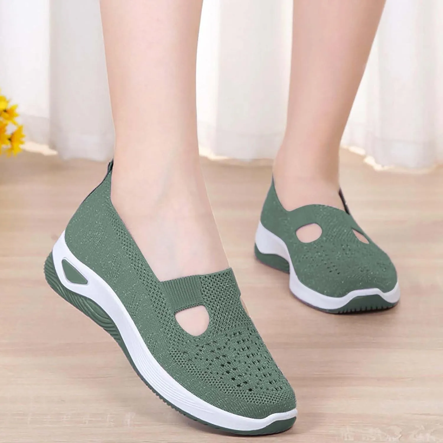 Orthopedic Shoes for Women Woven Slip on Walking Slip On Shoes Women Flat Feet Shoes Casual Waterproof Sneakers Black Tennis Shoe Loafers Shoe