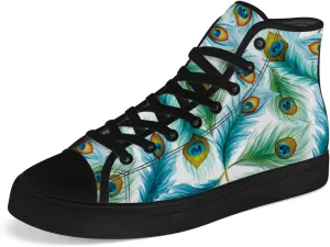 Peacock High Top Canvas Shoes High Top Sneakers Lace Up Casual Shoes Gifts for Men Women