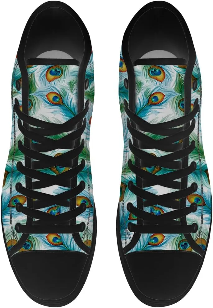 Peacock High Top Canvas Shoes High Top Sneakers Lace Up Casual Shoes Gifts for Men Women