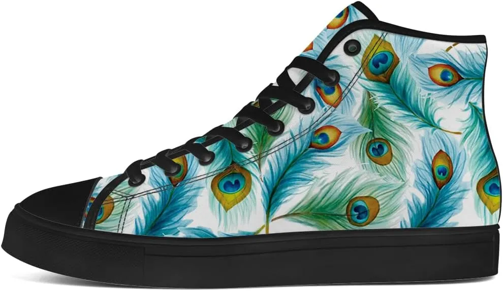 Peacock High Top Canvas Shoes High Top Sneakers Lace Up Casual Shoes Gifts for Men Women
