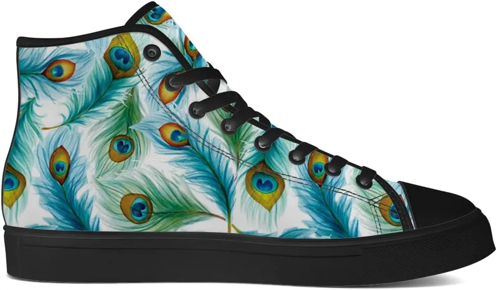 Peacock High Top Canvas Shoes High Top Sneakers Lace Up Casual Shoes Gifts for Men Women