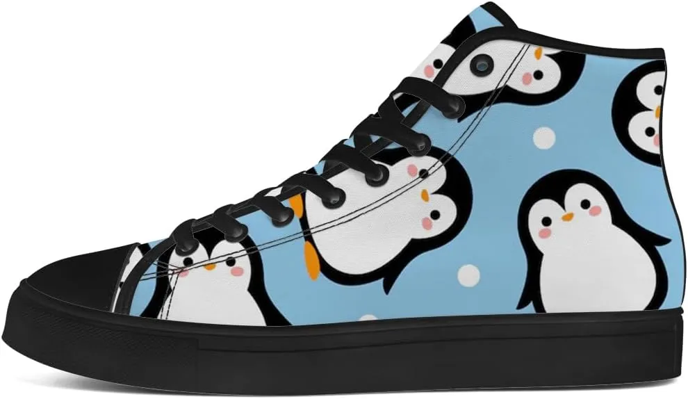 Penguin High Top Canvas Shoes High Top Sneakers Lace Up Casual Shoes Gifts for Men Women
