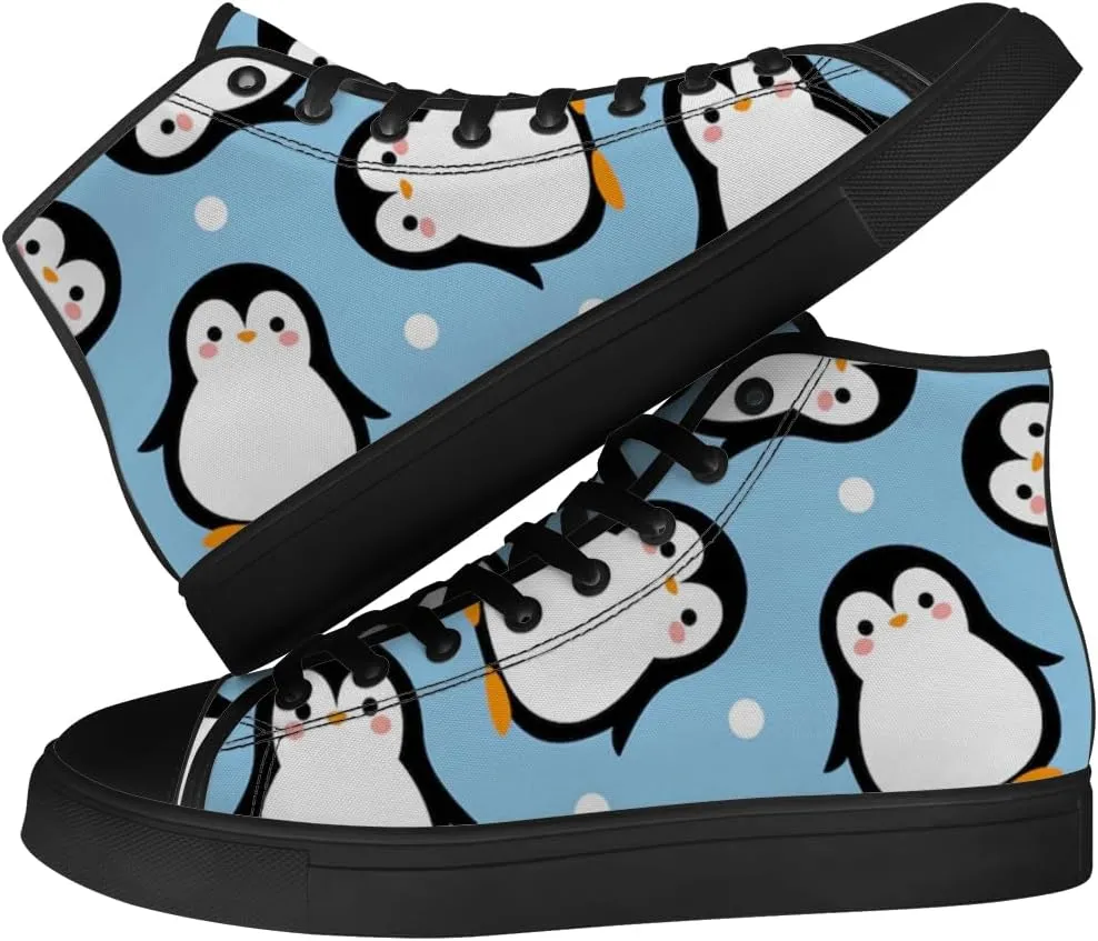 Penguin High Top Canvas Shoes High Top Sneakers Lace Up Casual Shoes Gifts for Men Women