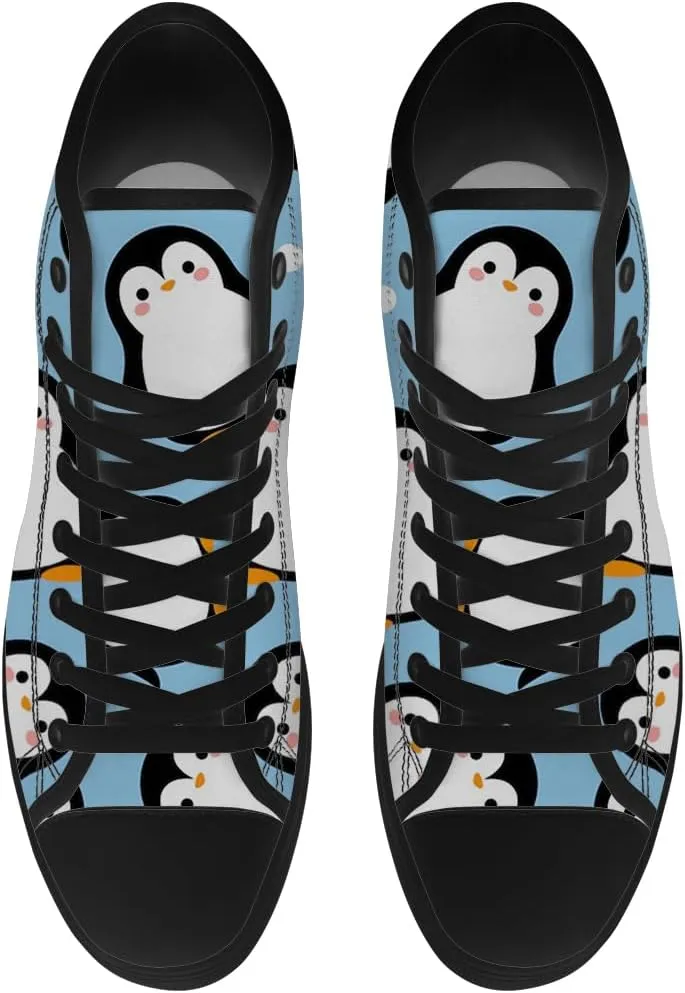 Penguin High Top Canvas Shoes High Top Sneakers Lace Up Casual Shoes Gifts for Men Women