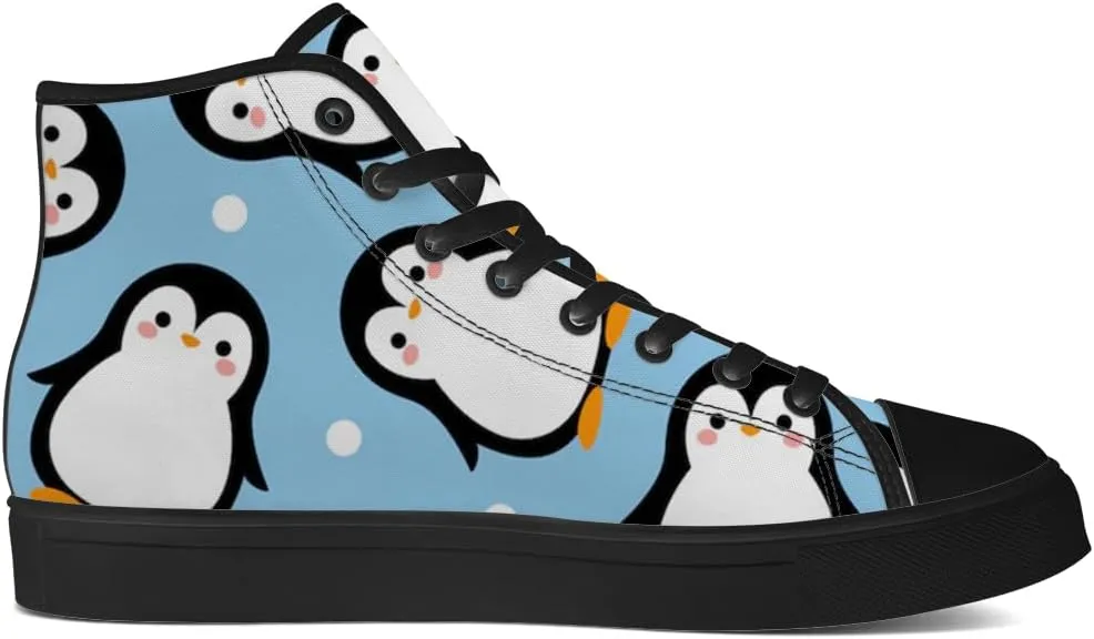 Penguin High Top Canvas Shoes High Top Sneakers Lace Up Casual Shoes Gifts for Men Women