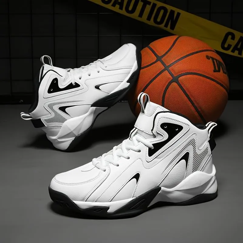 Plus Size Men's High-Top Basketball Shoes: Comfy, Breathable, Non-Slip, Shock-Absorbent Lace-Ups - Perfect for Indoor & Outdoor Training, Running, & Walking