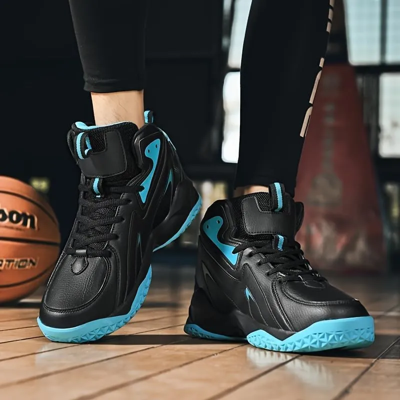 Plus Size Men's High-Top Basketball Shoes: Comfy, Breathable, Non-Slip, Shock-Absorbent Lace-Ups - Perfect for Indoor & Outdoor Training, Running, & Walking