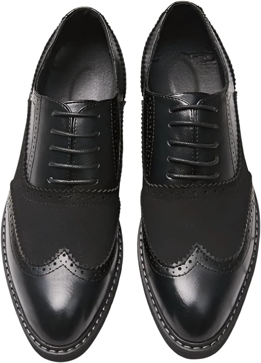 Santimon Men's Leather Wingtip Brogue Oxford Dress Shoes, Lace Up, Business Derby Shoes Retro Shoes for Men