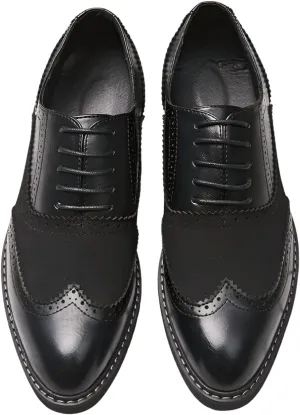 Santimon Men's Leather Wingtip Brogue Oxford Dress Shoes, Lace Up, Business Derby Shoes Retro Shoes for Men