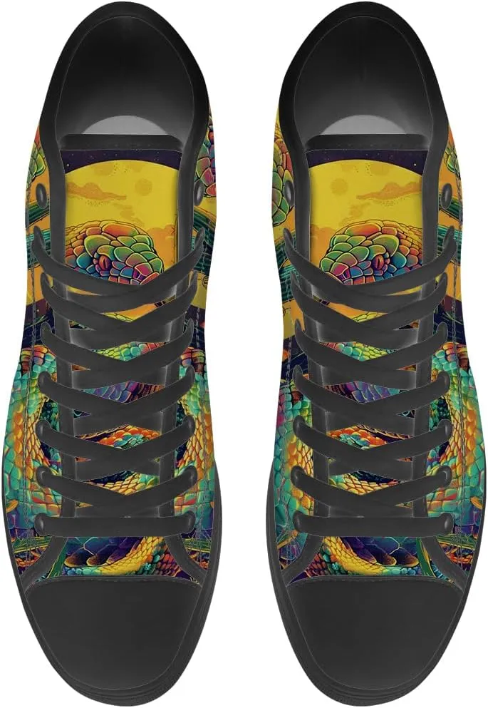 Snake High Top Canvas Shoes High Top Sneakers Lace Up Casual Shoes Gifts for Men Women