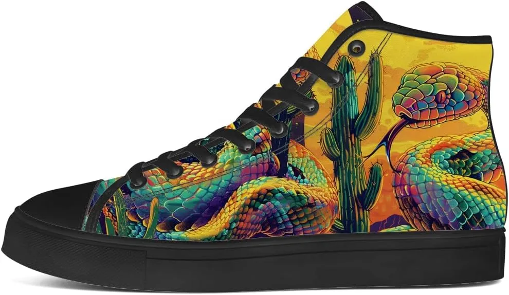 Snake High Top Canvas Shoes High Top Sneakers Lace Up Casual Shoes Gifts for Men Women