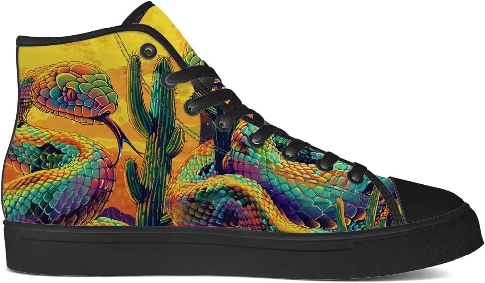 Snake High Top Canvas Shoes High Top Sneakers Lace Up Casual Shoes Gifts for Men Women