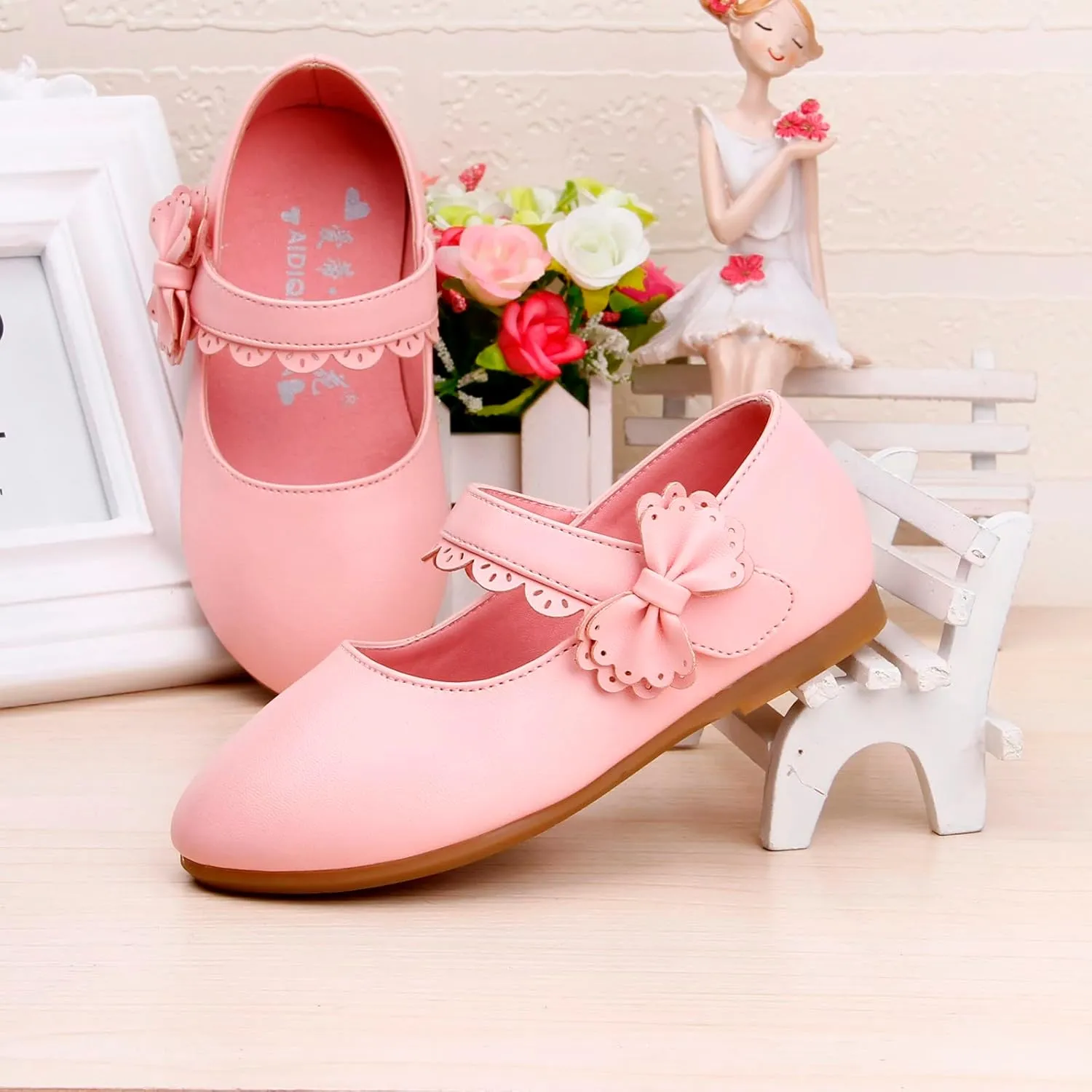 Toddler Girls Dress Shoes Flower Girl Little Kids Mary Jane Ballet Flats Bow Wedding School Party Communion Shoes