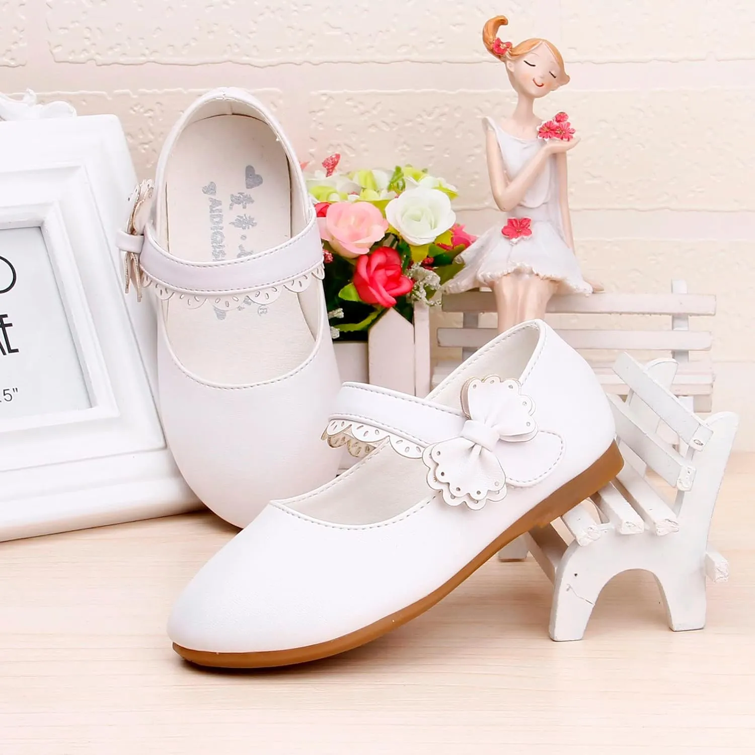 Toddler Girls Dress Shoes Flower Girl Little Kids Mary Jane Ballet Flats Bow Wedding School Party Communion Shoes