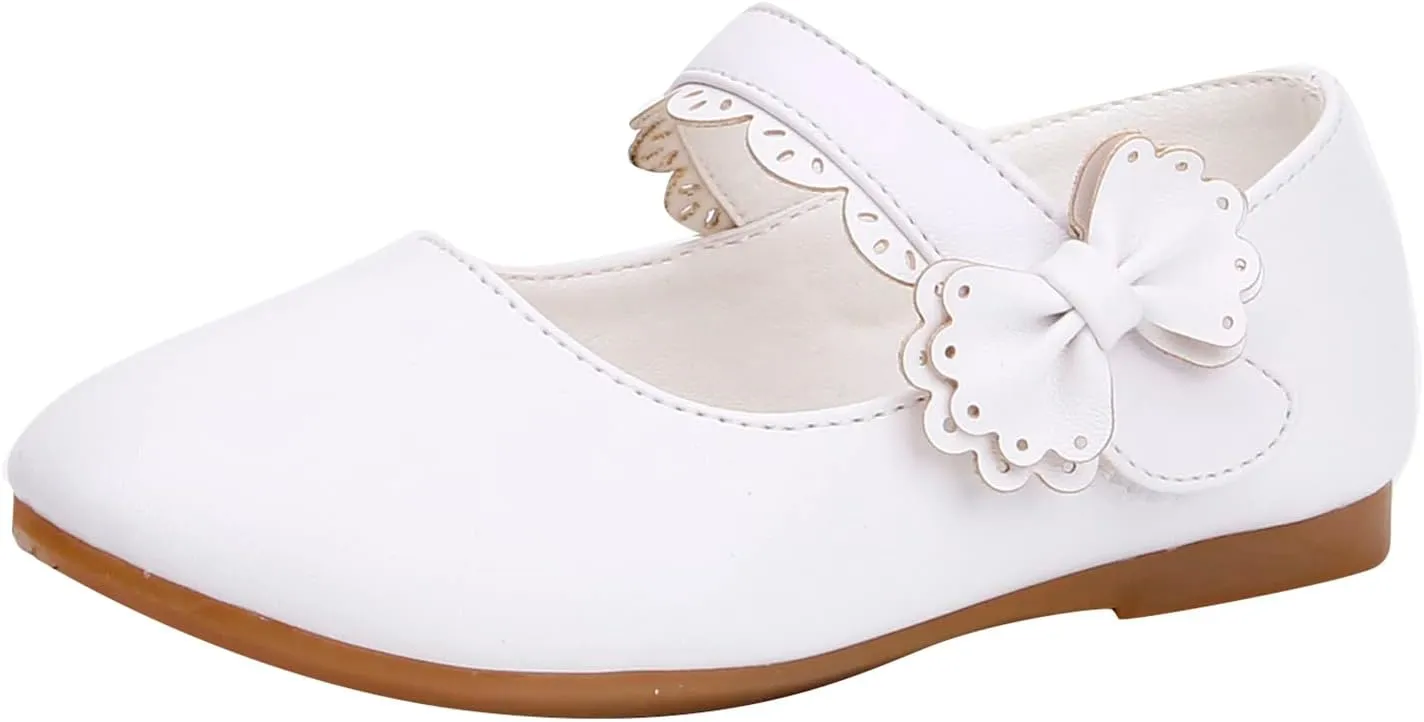 Toddler Girls Dress Shoes Flower Girl Little Kids Mary Jane Ballet Flats Bow Wedding School Party Communion Shoes