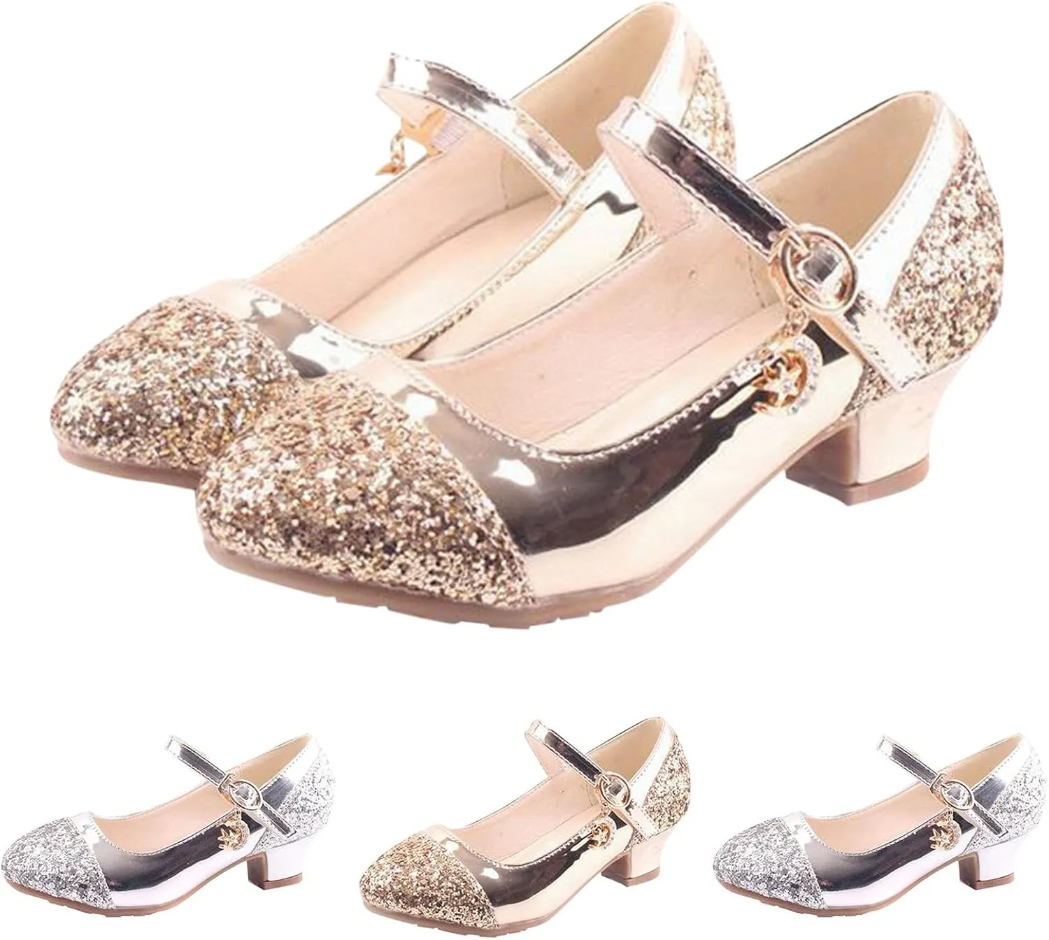 Toddler Girls Dress Shoes Flower Girls Mary Jane Ballet Flats Pearls Ankle Strap Wedding Dance Shoes