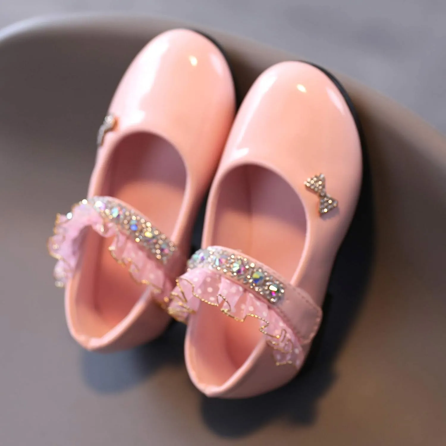 Toddler Girls Mary Jane Flats Toddler Girls Glitter Dress Wedding Ballet Shoes Patent Leather Shoes for Kids