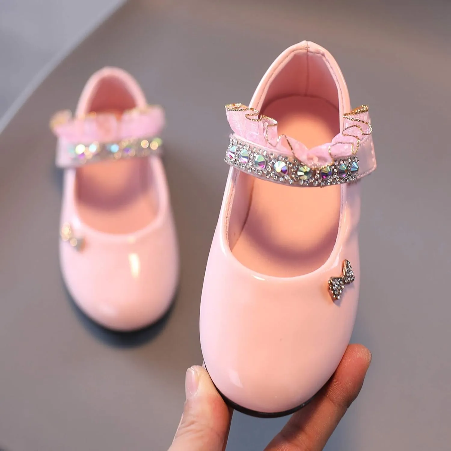 Toddler Girls Mary Jane Flats Toddler Girls Glitter Dress Wedding Ballet Shoes Patent Leather Shoes for Kids
