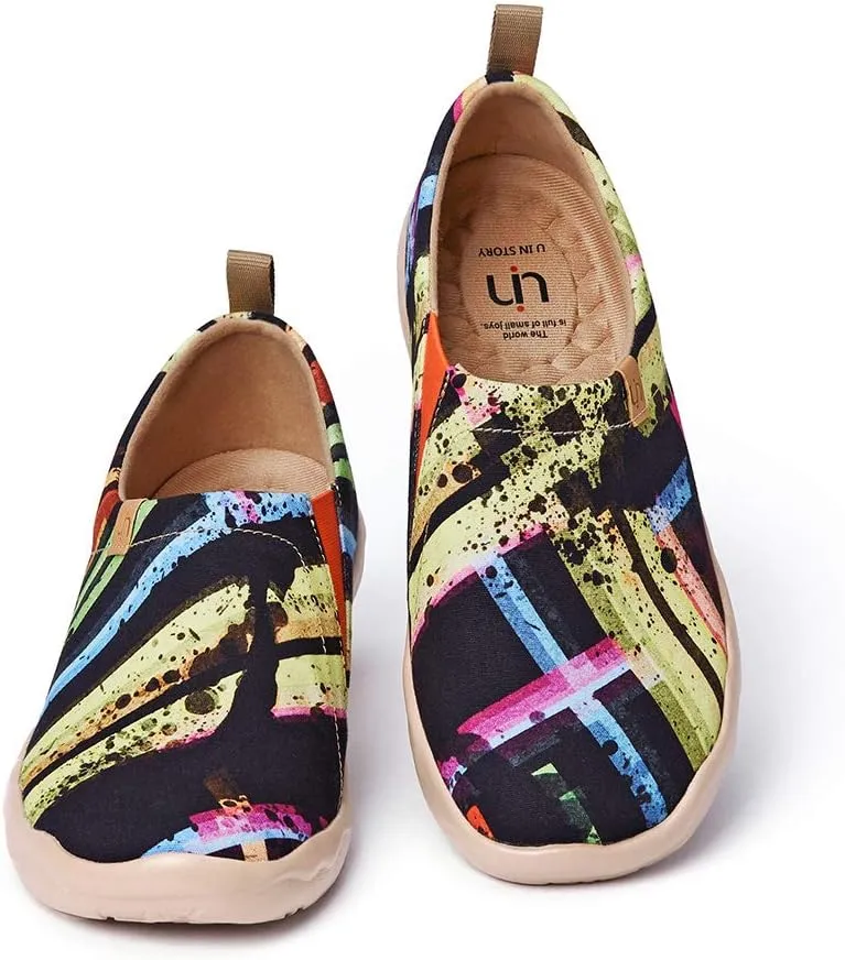 UIN Men's Lightweight Slip Ons Loafers Walking Sneakers Casual Comfort Art Painted Travel Shoes Stripe Affair