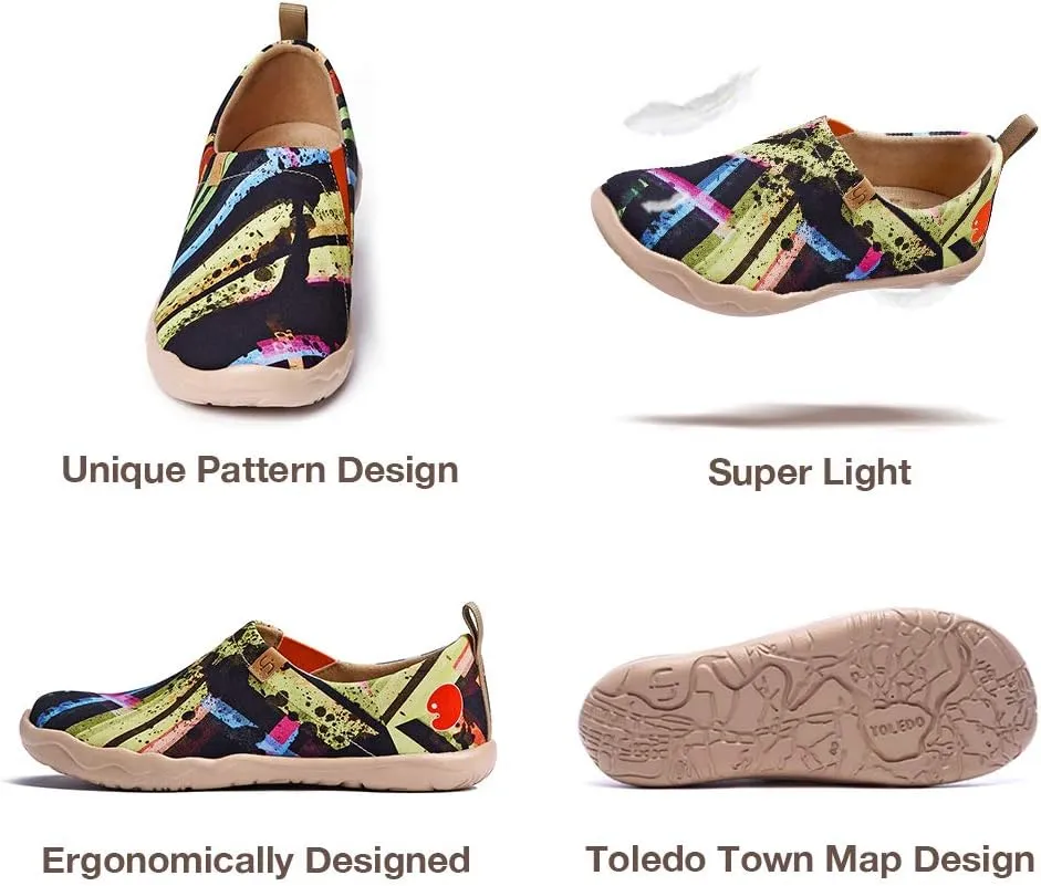UIN Men's Lightweight Slip Ons Loafers Walking Sneakers Casual Comfort Art Painted Travel Shoes Stripe Affair