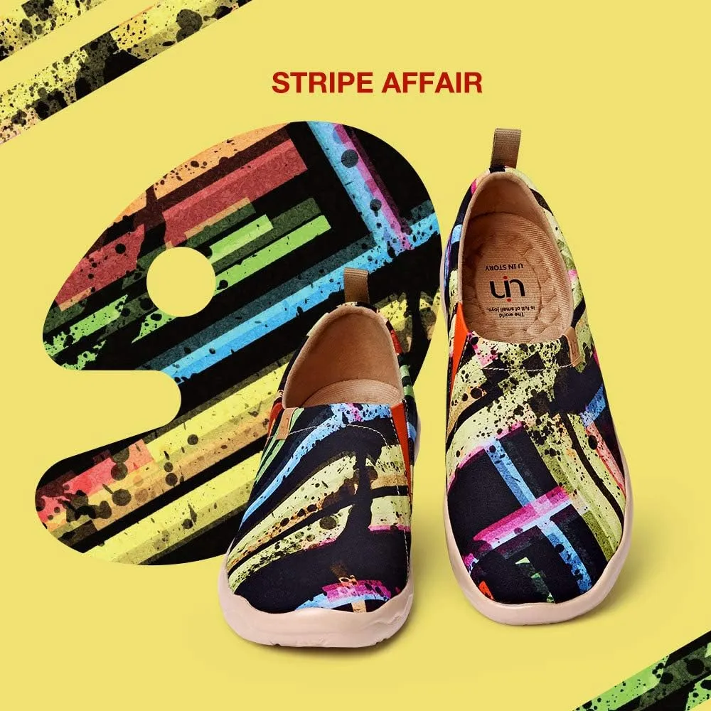 UIN Men's Lightweight Slip Ons Loafers Walking Sneakers Casual Comfort Art Painted Travel Shoes Stripe Affair