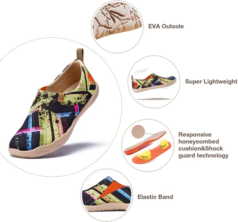 UIN Men's Lightweight Slip Ons Loafers Walking Sneakers Casual Comfort Art Painted Travel Shoes Stripe Affair