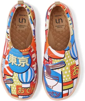 UIN Women's Lightweight Slip Ons Loafers Comfort Walking Canvas Flats Casual Art Painted Travel Shoes Tokyo's Neon (10)