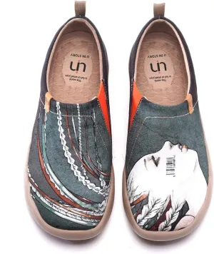 UIN Women's Lightweight Slip Ons Loafers Comfort Walking Knitted Flats Casual Art Painted Travel Shoes Mistress of Beauty (6.5)