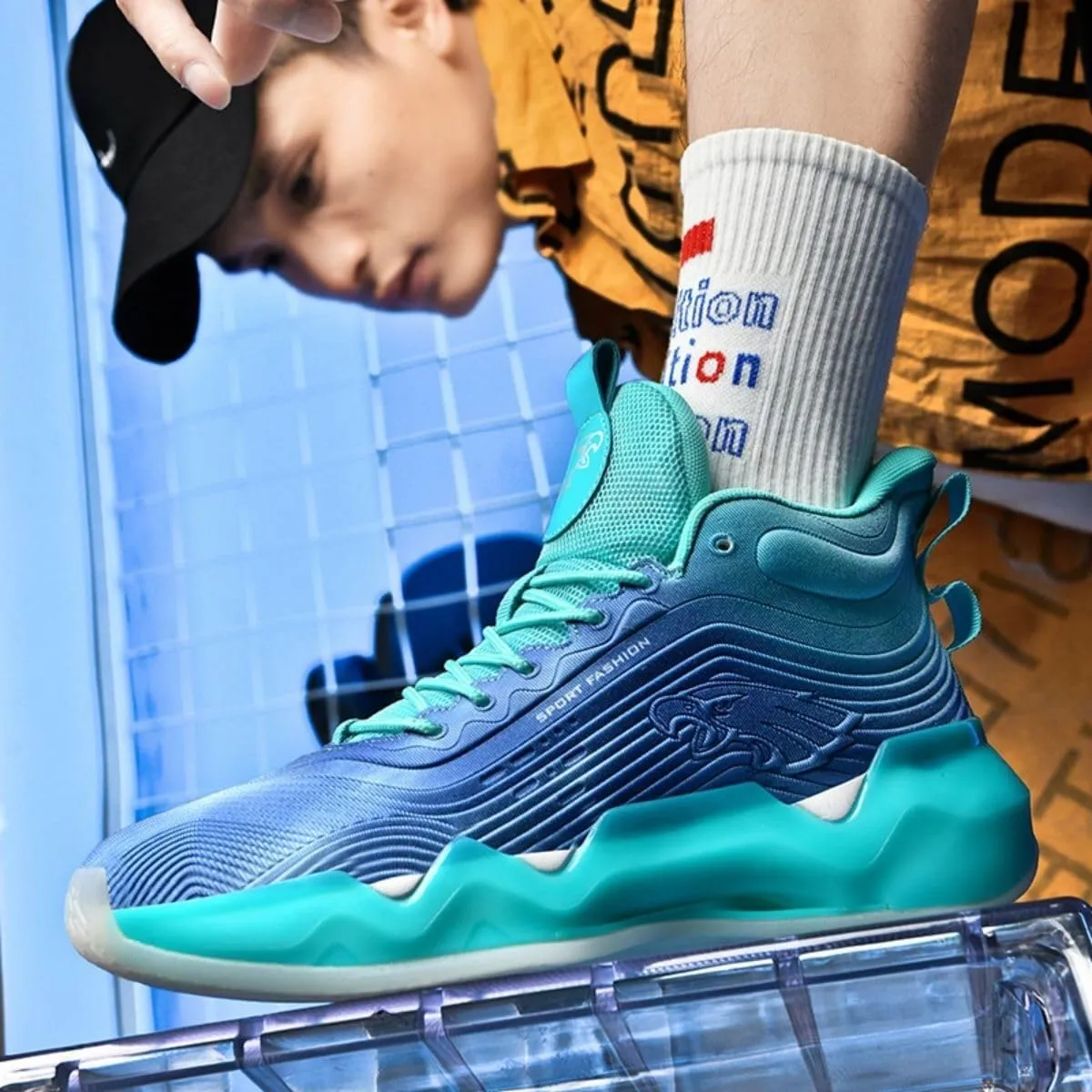 Unisex High Top Basketball Shoes Breathable Anti Slip Wear-Resistant Fashionable Trendy, Multi-Color Sports Shoes